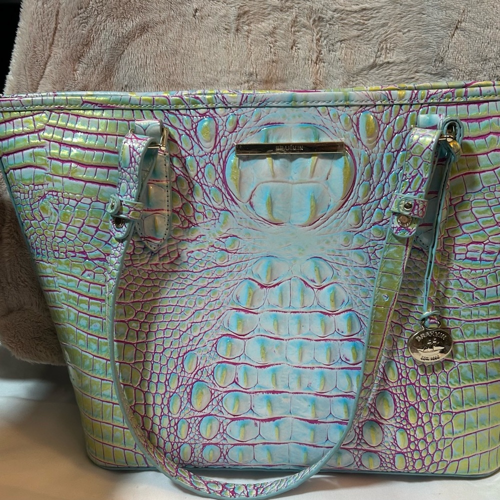 Brahmin Pastel Embossed Leather Tote